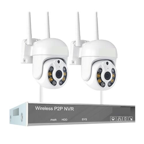 H.265 3MP 4MP 5MP Drahtloses CCTV-System Zwei-Wege-Audio Wasserdichtes WiFi IP Auto-Tracking PTZ 10CH NVR Videoüberwachungskit Bewegungserkennung(None,10CH 3MP with 2 PTZ)