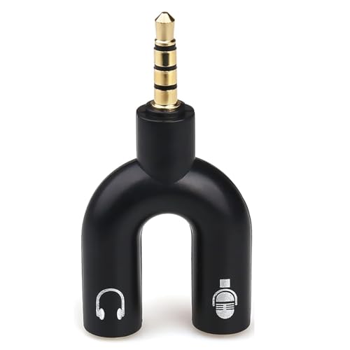 cablpelado – Adaptateur répartiteur pour écouteurs et micro jack 3.5 de 4 Pin Noir