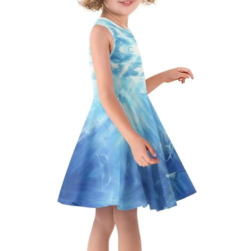 Girls Dresses Size 3-16 Kids Summer Sleeveless Midi Dress Beach Sundress Crewneck A Line Party3