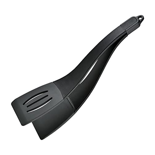 Gralara 2-in-1 Pfannenwender- und Zangen-Set, Pfannkuchenspatel, Spiegeleierspatel, Omelettspatel, Schwarzgrau