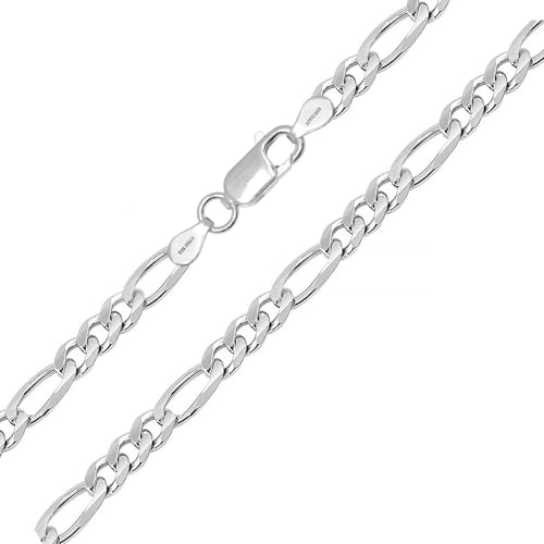 LeCalla Italian 925 Sterling Silver, 18K Gold Plated & Rhodium Plated 3.5MM Solid Diamond-Cut Figaro Link Chain Necklace for Women Men (16, 18, 20, 22, 24, 26 Inches), Made in Italy2