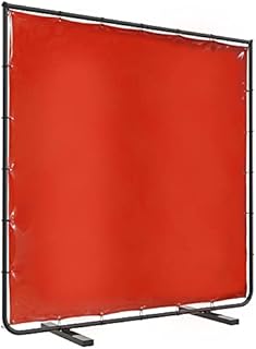 VIZ-PRO Red Vinyl Welding Curtain/Welding Screen With Frame, 6' x 6'