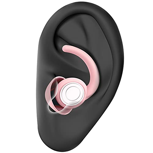 Ear Plugs Noise Cancelling Silicone Ear Plugs for Sleeping, 2 Pair Earplugs Sound Blocking Sleeping Reusable Noise Reduction Earplugs for Sleeping,Snoring,Work,Concerts,Swimming(Pink)