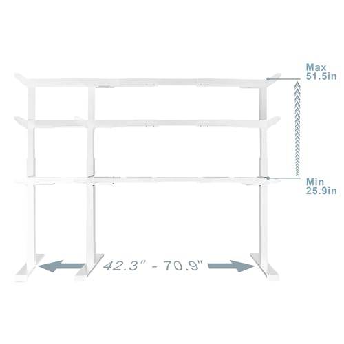 Image of Fromann Dual Motor Electric Standing Desk Frame 3 Tier Legs Height Adjustable Handset with USB A+ C Ports Sit Stand up Desk Base for Home and Office (White)