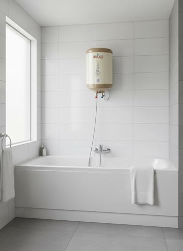 Image of Balaji 10 Liter Storage Water Heater Geyser with Copper Element, Auto Cut Off, Dual Safety Feature, Chrome Polished, 1 Year Warranty