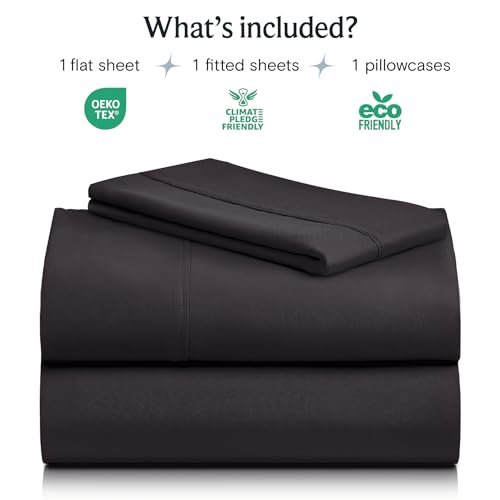 Image of LuxClub 3 PC Sheet Bed Sheets Deep Pockets 18 inch Eco Friendly Wrinkle Free-Kids-Fitted Sheets Machine Washable Hotel Bedding Silky Soft - Black Twin