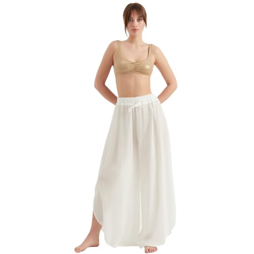 TUBANUR Pants for Women's | Wide Leg Elastic Waist Slit Loose Trousers | Summer Women Pant Beach Outfits