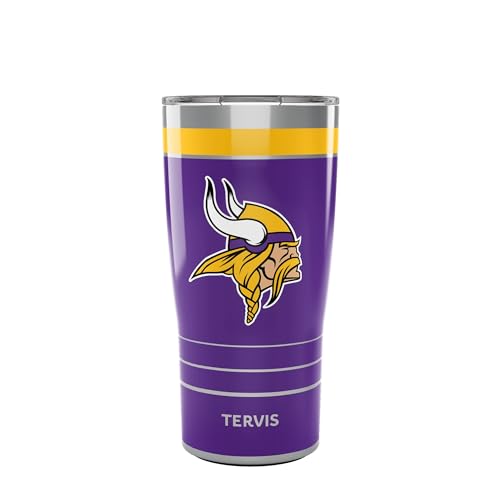 Tervis Traveler NFL Minnesota Vikings - MVP Made in USA Double Walled Insulated Tumbler Travel Cup Keeps Drinks Cold & Hot, 20oz, Stainless Steel