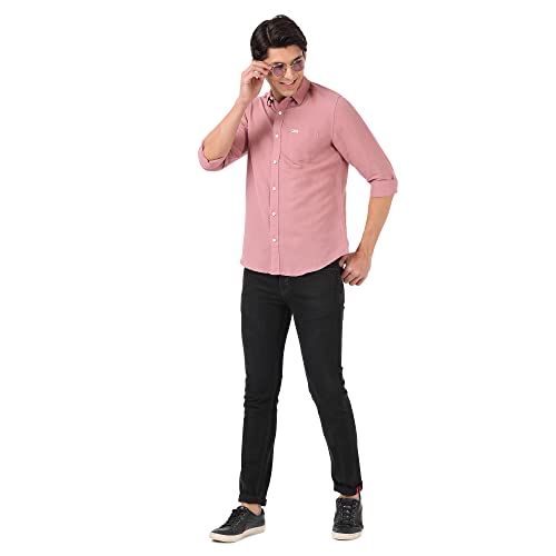 Image of Wrangler Men Dusky Pink Solid Regular FiT-Shirt