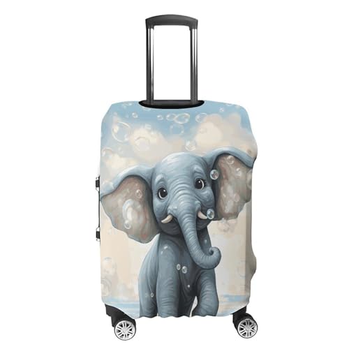 Cute Elephant Play Bubbles Elastic Luggage Cover Suitcase Protector for 19-32 Inch Suitcases | Universal Stretchable Travel Bag Cover | Anti-Scratch, Washable with Zipper Closure L4