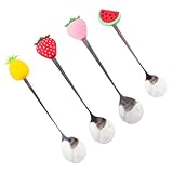 WEKADRIN 4 Stück Teiliges Bunte Edelstahl Obstlöffel mit Cartoon motiven Praktische Rührlöffel...