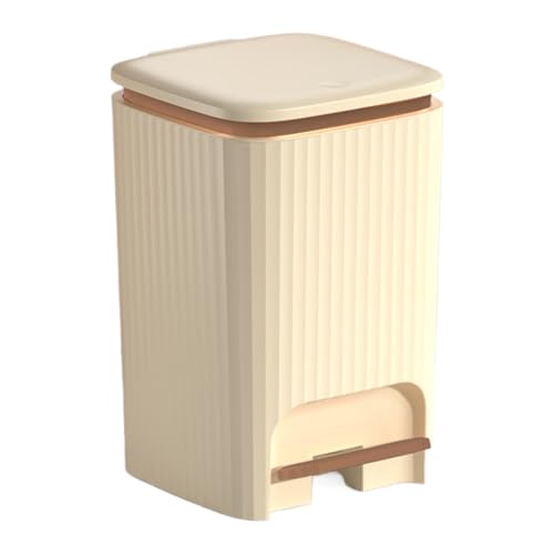 Contenedor de pedal reciclado, 15 l de basura con tapa, cubo de basura para cocina de 9,06 pulgadas, cubo de basura con pedal | ABS ODOR a prueba de calor silencioso, doble pie abajo para baño, salón