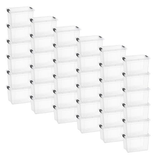 Image of Superio 4.75 Quart Clear Plastic Storage Boxes with Lids, Stackable Organizer Containers, BPA-Free Storage Bins for Home, Office, School & Dorm, 36 Pack