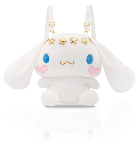 Roffatide Anime Plush Doll Kids Backpack Adorable Big Ear Puppy Bag for Teens Girls Boys Stuffed Cartoon Backpack Kawaii Lolita JK Women Bag Purse Travel Christmas Birthday Gifts White