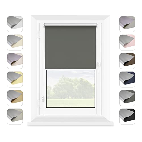 MARDOM Estor térmico sin taladrar, estor térmico para ventanas para interiores, moderno estor térmico, elegante estor interior para ventanas (grafito, 97,5 x 215 cm (ancho de la tela: 93,5)