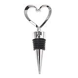 Fashioncraft Heart Wine Bottle Stopper, Decorative Beverage Cork Topper Saver, Metal with Reusable...