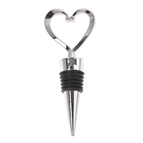 Fashioncraft Heart Wine Bottle Stopper, Decorative Beverage Cork Topper Saver, Metal with Reusable