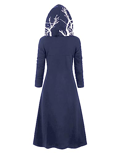 FEOYA Renaissance Hooded Cloak for Women Half Cardigan Hoodie Longline Coat Goth Drop Shoulder High Low Hem Cape Jacket4