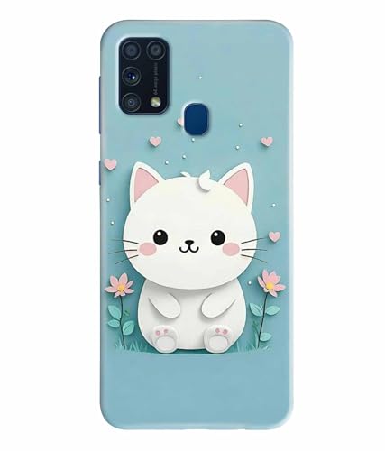 Image of Printed Hard Back Case Cover & Compatible for Samsung Galaxy M31 / Samsung Galaxy M31 Prime | Cat Vector Painting (Multicolor) - D1192