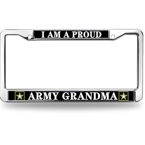 Image of US Army License Plate Frame for Father's Day Proud Army Grandson Rust-Proof License Plate Frame US Army Support License Plate Frame Healing Gift for Army Solider