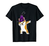 halloween dabbing corgi cucciolo cane strega cappello regalo costume maglietta