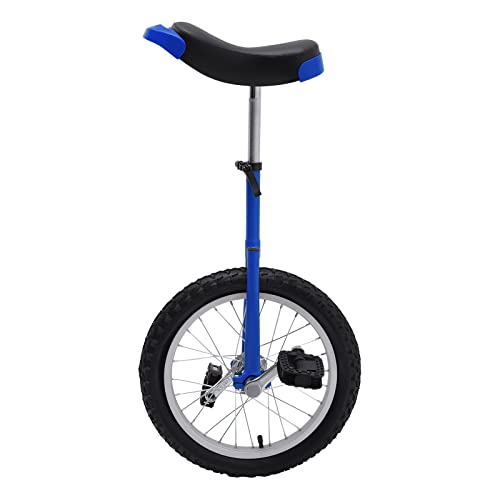 SHIOUCY 16 Inch Wheel Unicycle with Steel Rim Outdoor Sports Fitness Exercise Unicycle, Adjustable Height 26'' to 31'', for Office Workers, Students, Cycling Enthusiasts (Blue)