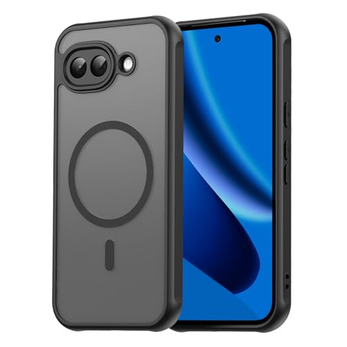 #ColaboraciónPagada<br>Magnética Funda para Google Pixel 10a 5G Compatible con MagSafe Carcasa PC TPU Translúcida Mate Trasera Militar Antigolpes Resistente Arañazos Antihuellas para Google Pixel 10a 5G Negro