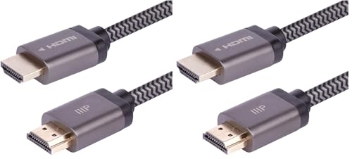 Image of Monoprice HDMI Cable 2.1, 6 Feet, 48Gbps | 8K Certified | Braided | Black | 2-Pack