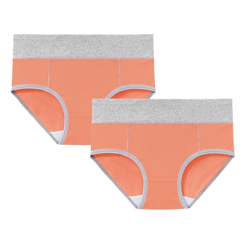 Juego de 2 bragas de algodón para mujer, cintura alta, talla grande, slips, comodidad, elástico, para mujer, vientre plano, bragas sexy y chic ropa interior, Naranja, 5XL
