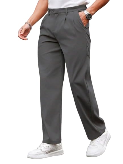 Image of SHIENZY Men's Formal Black Trousers | Tailored Fit Office Pants Workwear | Classic Formal Trousers for Men | Elegant and Comfortable Men's Formal Pants