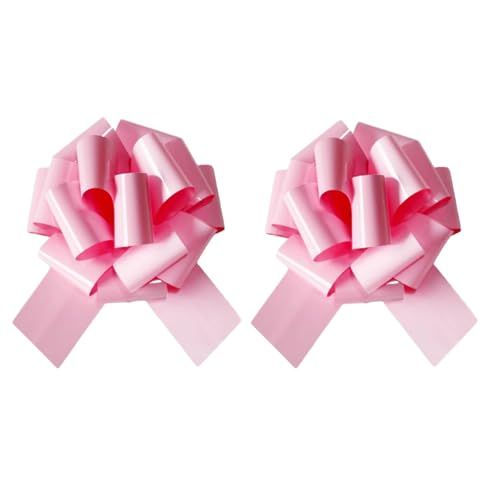 2PCS 12 Inch Giant Pink Bow for Gifts, Cars, and Decorations – Large Satin Ribbon Bow for Present Wrapping, Birthday, Christmas & Car Decor