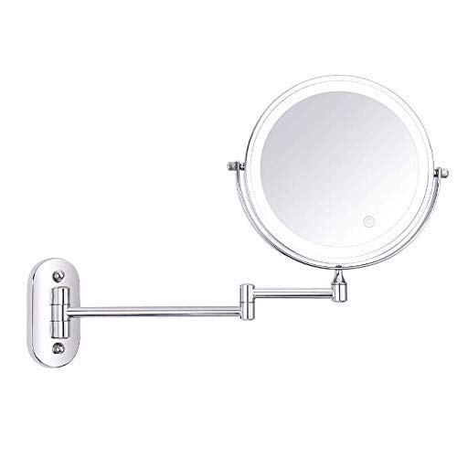 Miroir de maquillage rétractable avec zooms 1X à 10X pour détails nets