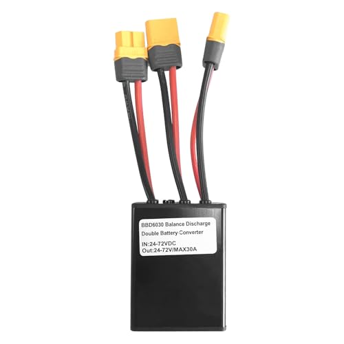 JOJOCY Dual Battery Connector 20V-72V, E-Bike Parallel Module Adapter, XT60 Port Design for Dual Battery Pack Switch Balancer, Increase Capacity by Connecting Two Batteries (30A)