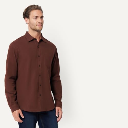 Image of Amazon Essentials Men's Regular Fit Long-Sleeve Flannel Shirt, Soft Brushed Cotton, Lightweight yet Warm
