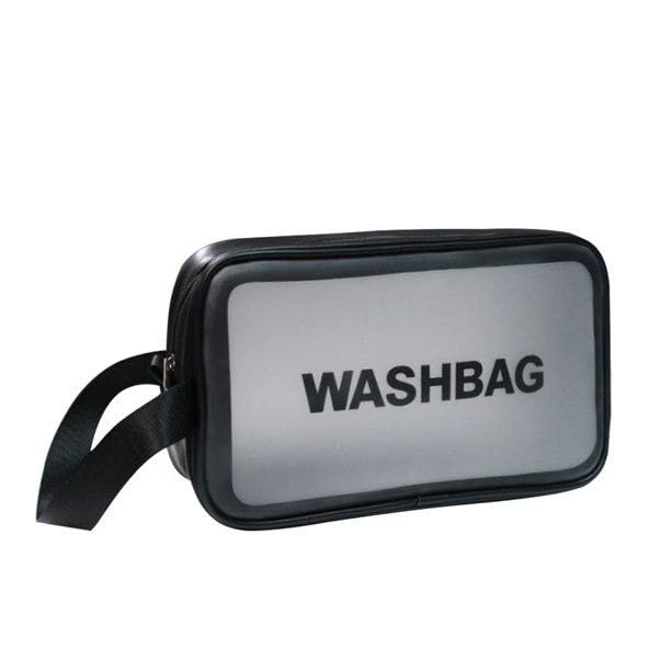 Clear Travel 26 cm Toiletries Bag Waterproof Cosmetic Makeup Wash Bags PVC Portable Organiser Case Carry Pouch for Women Business Bathroom, (Medium, Black)-image-26