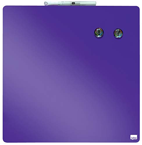 Nobo - Mini Tableau Magnétique Coloré Sans Cadre, Format Carré, Effaçable à Sec, Fixations Murales, Maison/Bureau, 360 x 360 mm, Violet, 1903897