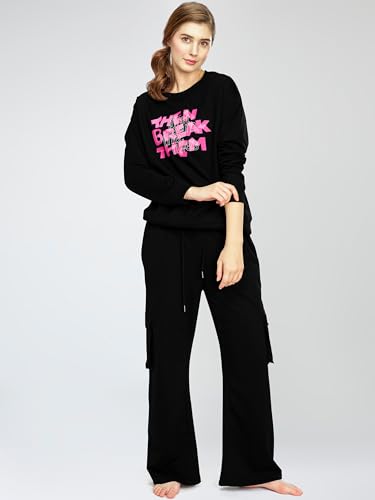 Image of ZEYO Women's Cotton Track Suit Typography Printed Sweatshirt Co-ords Set 5824