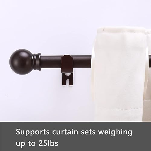 Image of GXOACKJ 2 Pack Brown Curtain Rods for windows 66 to 120 inch, 5 /8 inch Splicing Heavy Duty Metal Curtain Rod Set with Brackets
