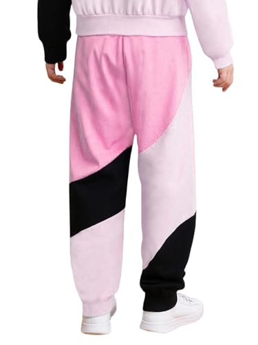 TiaoBug Kids Girls High Waisted Color Block Joggers Pants Sweatpants for Jazz Hip Hop Dance Athletic2