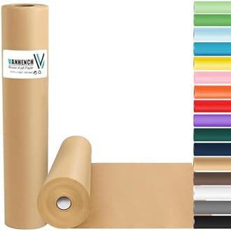 Vanhench Brown Wrapping Paper Roll, Craft Kraft Packing Paper 17.5"x 1200"(100') for Birthday Valentines Gift Bulletin Board Arts Bouquet Flower Table Covering Poster Moving Supplies 70GSM 50LB
