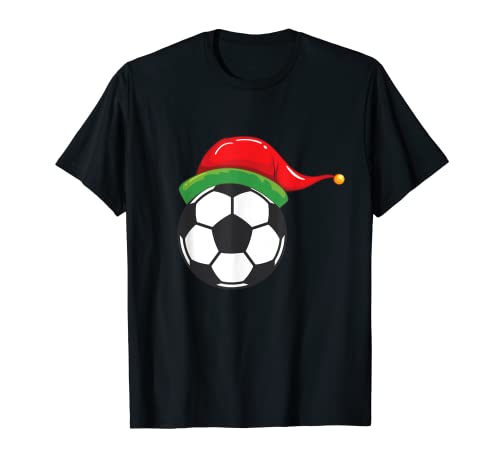 Camiseta deportiva de pijama de Navidad con pelota de fútbol de Santa Hat Camiseta