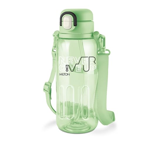 Image of MILTON Regan 1000 2-in-1 Lid Sip or Gulp Water Bottle 1 ltr | Sturdy Handle And Strap | BPA Free| Food-Grade | One-Touch Open | Leak-Proof | Ideal for Office, School, College, Gym, Green