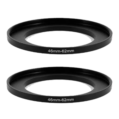 Anillo elevador de 46 mm a 62 mm (lente de 46 mm a filtro de 62 mm, capucha, convertidor de lente y otros accesorios), anillo adaptador de filtro de lente de cámara aerometal de 46 mm-62, paquete de 2