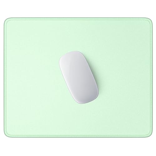 Hsurbtra Tapis de souris carré texturé de qualité supérieure - 25.4 x 21.4 cm - Bord cousu - Antidérapant - Imperméable - En caoutchouc - Joli tapis de souris pour bureau, femme, enfant - Vert lac