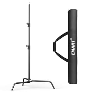EMART Light Weight C Stand Light Stand Photography – Max Height 6.9ft/210cm with Carrying Bag for LED Video Light, Studio Photography Lighting
