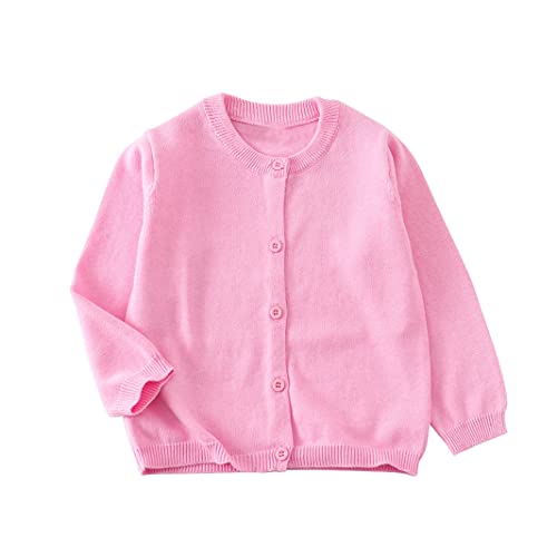 Unisex Baby Boys Girls Cardigan Sweaters Toddler Kids Long Sleeve Button-Down Cotton Knit School Uniform Tops Coats