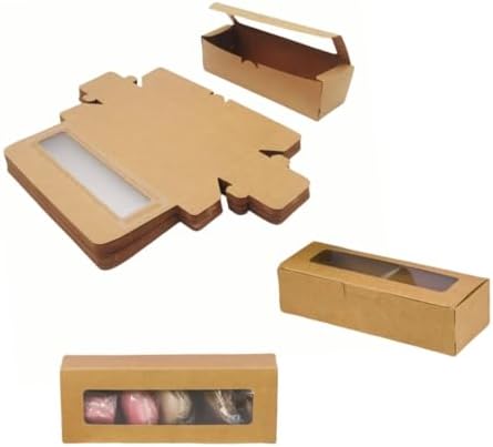 40 Pieces Small Pastry Boxes with Window,Small Bread Box,Packaging for Baked Goods,Muffin,Cookies,Candy,Chocolate,Macaron,Takeout Boxes (Brown, 7X2") image 3