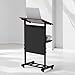 Podium Stand with Wheels, Mobile Height Adjustment Rolling Podium, Portable Podium Stand with Storage Shelf Cup Holder, Steel Frame Lecterns & Podiums for Classroom, Concert, Church, Black