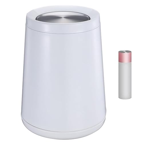 YOJIA 2.6 Gallon Bedroom Trash Can with tainless Steel Lid,Business Trash Bin?Elegant Garbage Can,White Waste Basket? for Bathroom itchen Living Room Office Hotel Cafe