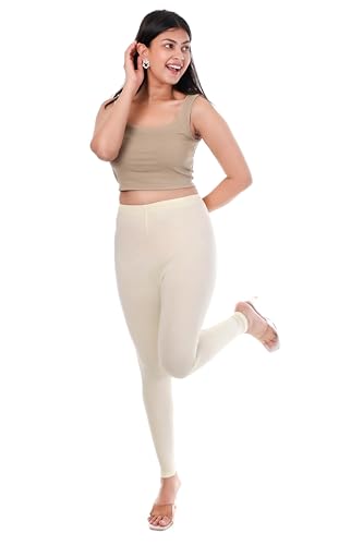Image of TPF Women Solid Cotton Lycra Stretchable Leggings | Comfortable Ankle-Length Slim Fit Leggings for Women & Girls | Soft, Breathable Wear Bottoms